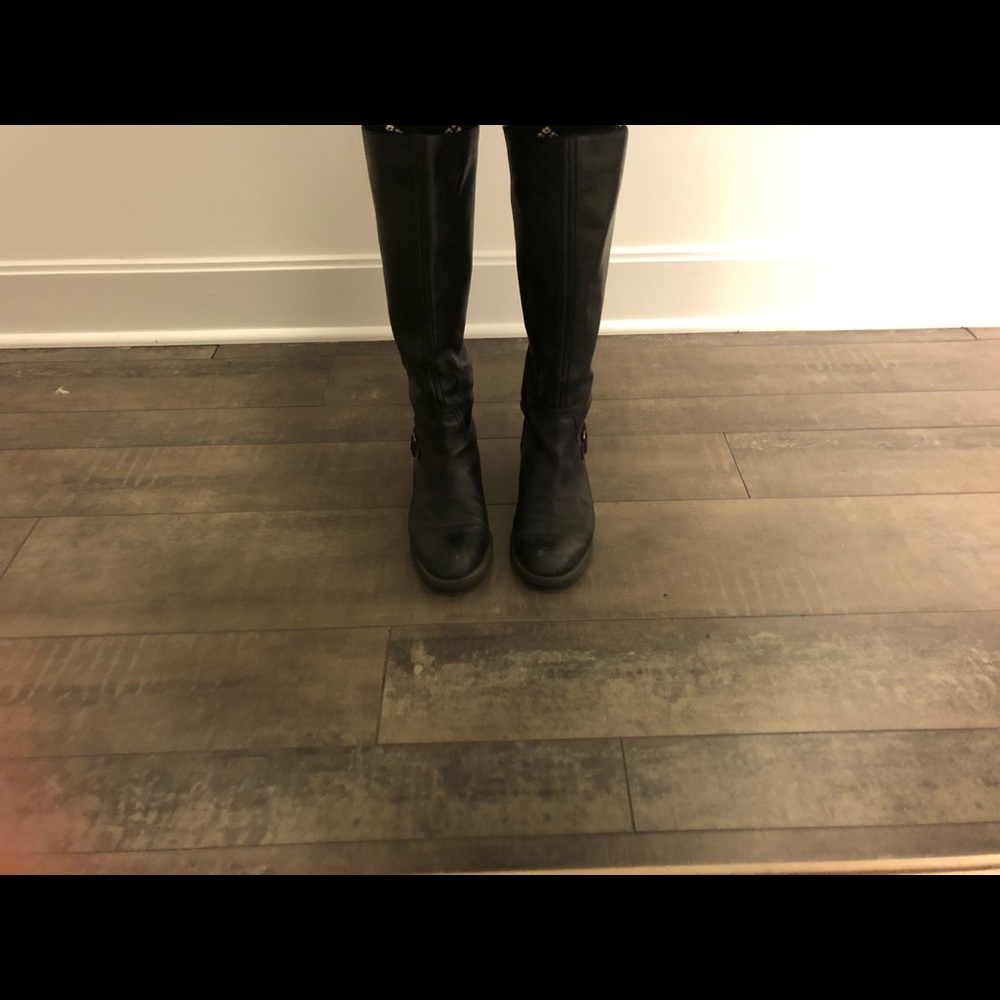 Black leather boots